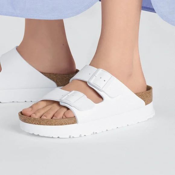 Birkenstock Arizona Papillio Flex Platform Sandal Slide White SZ US 10 EU 41 NEW - Picture 5 of 13